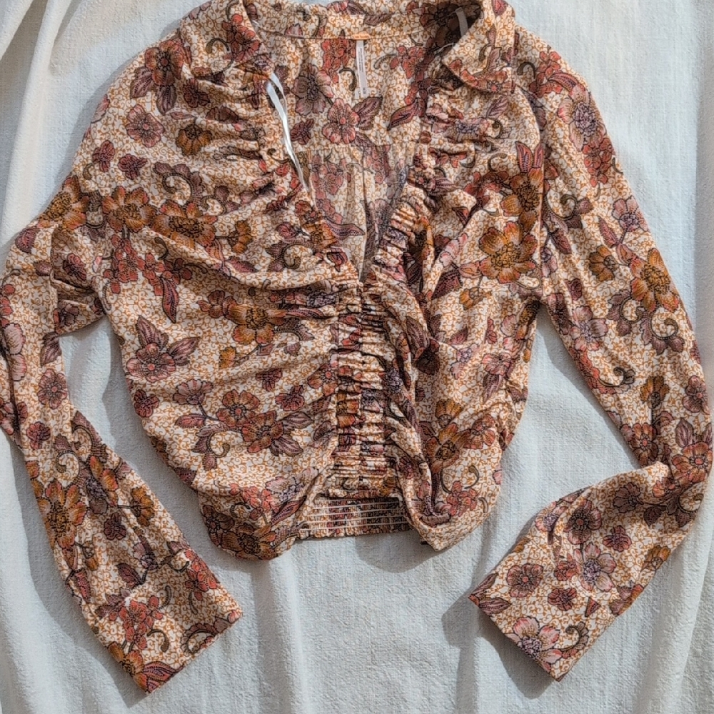 Free People Floral Ruched Women's Top